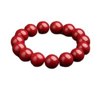 SDJJSAO bracelet en perles de jade, Bracelet jonc en perles de cinabre rouge, orné d'un pendentif renard porte-bonheur, symbole richesse et prospérité for l'année naissance. Perles 10 mm