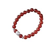 SDJJSAO bracelet en perles de jade, Bracelet porte-bonheur en argent sterling S925 représentant un cochon, avec perles rondes de 8 mm, idéal for la méditation Reiki, les chakras et prospérité