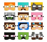 Sdjuifsd 12 Pièces Masque Mine, Masques Anniversaire Mine, Masque Enfants, Masques à Thème, Articles Fête, Garçons et Filles, pour Fêtes Anniversaire Enfants, Carnaval, Soirée à Thème, Party Cosplay