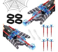 Sdjuifsd 18 Pièces Gant Spider, Jouets de Poignet, Lanceur Spider, Lanceur Enfants, Fléchettes Ventouse, Gants Noir, Bande Elastique, pour Fêtes Rôle, Fêtes Anniversaire Enfants, Patry Cadeaux