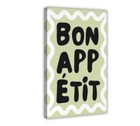 SDKAHKZO Impression sur toile « Bon Appetit » - Décoration murale vintage avec logo « Bon Appetit » - Motif cuisine moderne - 60 x 90 cm