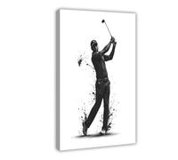 SDKAHKZO Impression sur toile de style nid de golf pour hommes - Balançoire de golf noir et blanc - 40 x 60 cm