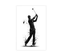 SDKAHKZO Toile murale décorative sur toile style nid d'hommes - Balançoire de golf noir et blanc, sports modernes - 40 x 60 cm