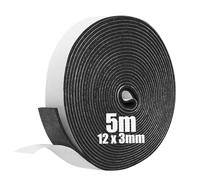 SDLDEER Ruban d'étanchéité, autocollant, en caoutchouc mousse, pour joints de fenêtre, porte, isolation phonique, 12 mm (l) x 3 mm (P) x 5 m (L)