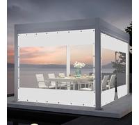SDLLG Rideaux d'extérieur avec œillets - en PVC Transparent - 0,5 mm d'épaisseur - pour terrasses, Jardin, Balcon, extérieur, Garage, 2,5 x 2,6 m (H x L) - Blanc