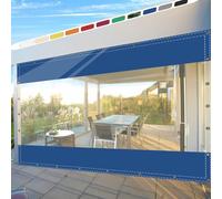 SDLLG Rideaux d'extérieur avec œillets - en PVC Transparent - 0,5 mm d'épaisseur - pour terrasses, Jardin, Balcon, extérieur, Garage, 3,5 x 5 m (H x L) - Bleu