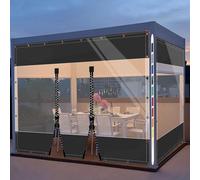 SDLLG Rideaux d'extérieur avec œillets - en PVC Transparent - 0,5 mm d'épaisseur - pour terrasses, Jardin, Balcon, extérieur - 2,5 x 3,6 m (H x L) - Noir - avec 2 Fermetures éclair