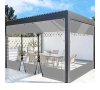 SDLLG Rideaux d'extérieur avec œillets - en PVC Transparent - 0,5 mm d'épaisseur - pour terrasses, Jardin, Balcon, extérieur, Garage, 2 x 2,4 m (H x L) - Gris - avec 2 Fermetures éclair