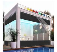 SDLLG Rideaux d'extérieur avec œillets - en PVC Transparent - 0,5 mm d'épaisseur - pour terrasses, Jardin, Balcon, extérieur - 2 x 3,2 m (H x L) - Noir