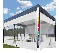 SDLLG Rideaux d'extérieur avec œillets - en PVC Transparent - 0,5 mm d'épaisseur - pour terrasses, Jardin, Balcon, extérieur, Garage, 3,5 x 3,6 m (H x L) - Blanc - avec 1 Fermeture éclair