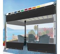 SDLLG Rideaux d'extérieur, d'hiver, résistants aux intempéries, Ajustable, épaisseur de 0,5 mm, pour Jardin, Balcon, extérieur, pavillon, terrasse, 2 x 4 m (H x L), Noir, avec 1 Fermeture éclair