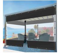 SDLLG Rideaux d'extérieur, d'hiver, résistants aux intempéries, Ajustable, épaisseur de 0,5 mm, pour Jardin, Balcon, extérieur, pavillon, terrasse, terrasse, 2,5 x 4 m (H x L), Noir, avec 1 Fermeture