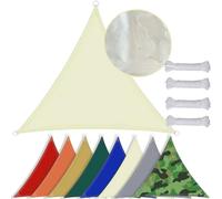 SDLLG Voile d'ombrage Triangle avec D Anneau Fabriqué en Tissu Oxford 180 g/㎡ Imperméable Protection Solaire UV Contre Les intempéries Voile d'ombrage pour Balcon Terrasse Jardin -Beige