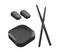 Sdlnklm 2 Pièces Batterie Électronique Set Air Pédales Enceinte Accessoires Connectés Portables Confortables pour La Pratique Silencieuse, Adaptateur audio pour pédale