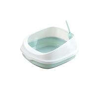 Sdlnklm Bac à Litière Chat Boîte Toilette Plateau Animaux Domestiques avec Cadre Anti Projection Amovible et Cuillère Adaptée Aux Petits Animaux Transport Int, Bleu