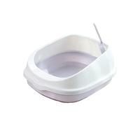 Sdlnklm Bac à Litière Chat Boîte Toilette Plateau Animaux Domestiques avec Cadre Anti Projection Amovible et Cuillère Adaptée Aux Petits Animaux Transport Int, Grise