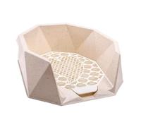 Sdlnklm Bac à Litière Chat Plateau Toilette pour Chien Petit Moyenne Race Grille Pratique Système Anti-Odeur Matériau PP Résistant Convient Loisirs, Beige