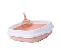 Sdlnklm Bac à Litière pour Chat avec Outil de Nettoyage, Cadre Amovible, Grande Capacité, Antidérapant, Léger, Portable, Convient Aux Chats et Aux Animaux Dom, Rose Grand