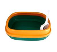 Sdlnklm Bac à Litière pour Chat Boîte Toilette Ouverte Plateau à Litière avec Pelle Séparateur Amovible Fond Antidérapant Structure Solide Adapté pour Hygiène, Vert