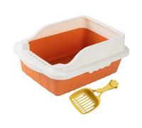 Sdlnklm Bac à Litière pour Chat, Pot, Toilettes, Bac à Sable, Bac à Litière pour Petits Animaux avec Cuillère Tamiseuse, Orange S 27x18x15CM