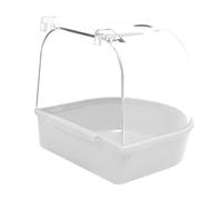 Sdlnklm Bain d'oiseaux avec Crochet, Accessoires pour Cage, Baignoire pour Perroquet, Boîte de pour Cage à Perroquet, Abreuvoir, Blanc