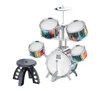 Sdlnklm Enfant Batterie Jazz Jouet Musical Percussion Instrument Tabouret PVC Fonction Sensorielle Adapté pour Initiation Musicale Décoration Animation Enfant, Bord Argenté
