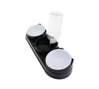 Sdlnklm Ensemble Gamelle pour Eau et Nourriture, Gamelle surélevée pour Chat avec Bouteille d'eau de 500 ML, Accessoires pour Animaux de Compagnie, Distri, Noir