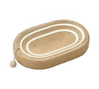 Sdlnklm Griffoir pour Chat, Tapis à Griffer, Plateau Ovale Antidérapant, Accessoire de de Couchage, Coussin, Lit avec Balle Jouet, Protège-m, Blanc Rayé Marron