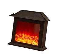 Sdlnklm Lanterne de Cheminée, Lanterne de Cheminée Sans Flamme avec Effet Flamme, Petite Cheminée LED, Décoration de Noël pour Une Utilisation Intérieure et E, Toit Plat