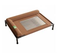 Sdlnklm Lit pour Animaux Surélevé avec Support Robuste en Tubes Durs Matelas pour Chien Douillet et Textile Hydrofuge Oreiller Fixe pour Soutien du Cou, Café