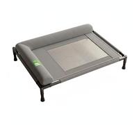Sdlnklm Lit pour Animaux Surélevé avec Support Robuste en Tubes Durs Matelas pour Chien Douillet et Textile Hydrofuge Oreiller Fixe pour Soutien du Cou, Gris