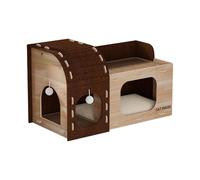 Sdlnklm Maison de Chat avec Abri Cachette pour Chatons Planche à Gratter Intégrée Condo à Deux Étages Lit Douillet avec Balle Suspendue Structure en Bois et