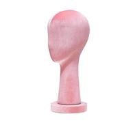 Sdlnklm Mannequin Tête Présentoir Modèle Stand Support Perruque Velours avec Base Stable pour Exposition Séchage Création Perruques Salons Boutiques Maison Vo, Rose, Hauteur 40cm