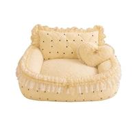 Sdlnklm Panier pour Chien avec Coussin Amovible, Jaune À Pois, Modèle Matelassé avec Coussin Offert, Size to 8