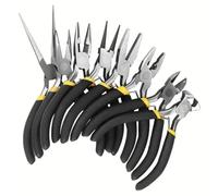 Sdlnklm Pince pour Fabrication de Bijoux Kit Outillage Créatif Bijoux Façonnage Serrage Courbure Coupe Fine Finition Propre Acier au Carbone Poignée Texturée, Boîte De 8 Pièces