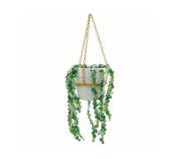 Sdlnklm Plantes Décorative Pot Suspendu Jardinière Ornement Perles Décor Texturé Mise en Scène Botanique Chaîne Métal Adaptée aux Balcons Salons Fenêtres, White