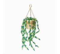 Sdlnklm Plantes Décorative Pot Suspendu Jardinière Ornement Perles Décor Texturé Mise en Scène Botanique Chaîne Métal Adaptée aux Balcons Salons Fenêtres, Bamboo Woven Pot