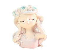 Sdlnklm Pot de Fleurs en Résine en Forme de Tête de, Représentant Un Visage de Fillette. Figurine Décorative, Vase, Statuette Légère, Ornement d'art I, Blanc