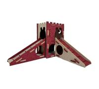 Sdlnklm Refuge Petite Créature Habitat Animal Cachette Rampes Accès Feutre Doux Structure Stimulante Adaptée pour Petit Hamster Sugar Glider Lapin Nain Relaxation Loisirs Découverte, Rouge