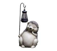 Sdlnklm Statue de Hérisson Solaire avec Lanterne, Sculpture Animale en Résine, Idéale comme Lampe pour Balcon, Pelouse, Cour, Jardin, Décoration D', Gris