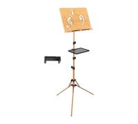 Sdlnklm Support de Partition En Bois Solide et Réglable Design Pliable et Portable Plateau Large pour Partitions Adapté Aux Pratiques et Concerts Musicaux, avec Clip de Téléphone pour Plateau