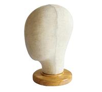 Sdlnklm Tête de Mannequin pour Perruque Support Modèle de Présentation Chapeau Monture Robuste Bois Revêtement Toile Adaptée pour Salon Coiffure Exposition Ma, 02