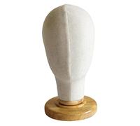 Sdlnklm Tête de Mannequin pour Perruque Support Modèle de Présentation Chapeau Monture Robuste Bois Revêtement Toile Adaptée pour Salon Coiffure Exposition Ma, 01