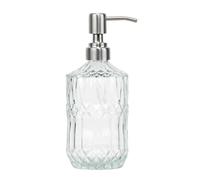 SDlumeiy Distributeur de savon en verre épais transparent avec pompe noire antirouille - Distributeur de savon rechargeable pour salle de bain et cuisine - Pour savon pour les mains, gel douche et