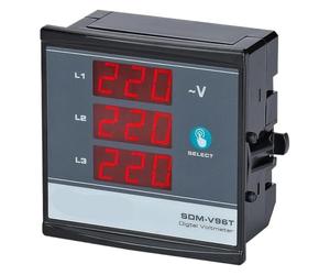 SDM-V96T,V72T 3 * 380V + voltmètre triphasé numérique neutre, affiche la séquence de phases, mince et Compact, panneau de mesure LED(96 * 96mm)