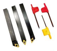 SDNCN1010H07 / SDJCR1010H07 / SDJCL1010H07 pour porte-outils de tournage CNC avec 3 inserts en carbure DCMT21.51 et 3 clés T8 - Corps en acier, positif R