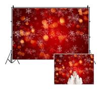 SDOTPMT 10x6.5ft Bonne année Polyester Photographie Fond Flocon de Neige Bokeh Fond de thème de Noël Rouge Décoration de Fond de Paysage d'hiver pour la Fête de Noël Tomber Amoureux Photo Prop