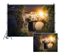 SDOTPMT 10x7ft Pierre Tombe Polyester Dossier Crucifix Sainte lumière Passion de Jésus Fond Dieu bénisse Jésus prière chrétienne Enfants Adultes Studio Photo Prop Fond d'écran