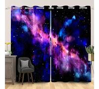 SDOTPMT 117x229cm Galaxie Cosmos Rideau de la fenêtre Univers nébuleuse Planète Multicolore Ciel étoilé Voie Lactée Univers Rideau Occultant pour Chambre Blocage léger Rideau, 2 Panneaux