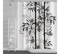 SDOTPMT 152x183cm Bambou Feuilles Rideau de Douche Noire Blanc Abstrait Bambou Plante Rideau de Bain Peinture à l'encre Rideau de Baignoire pour Enfants Salle Bains Polyester avec Crochets